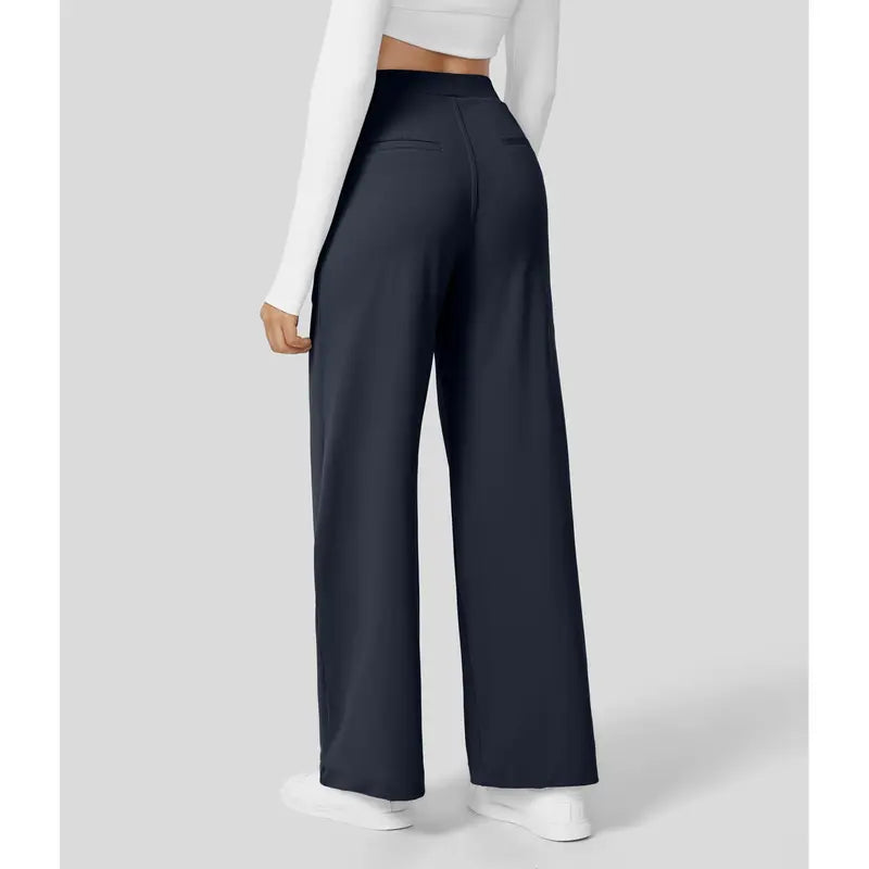 Oakline Flex High Waisted Plicated Side Pocket Straight Leg Work Pants