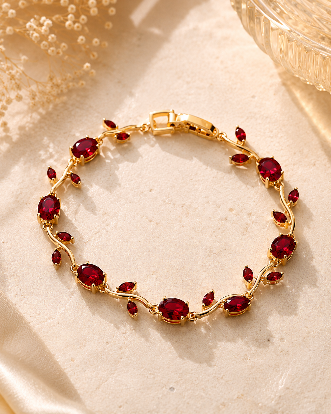 18K Gold-Plated Tulip Bracelet with CZ Stones