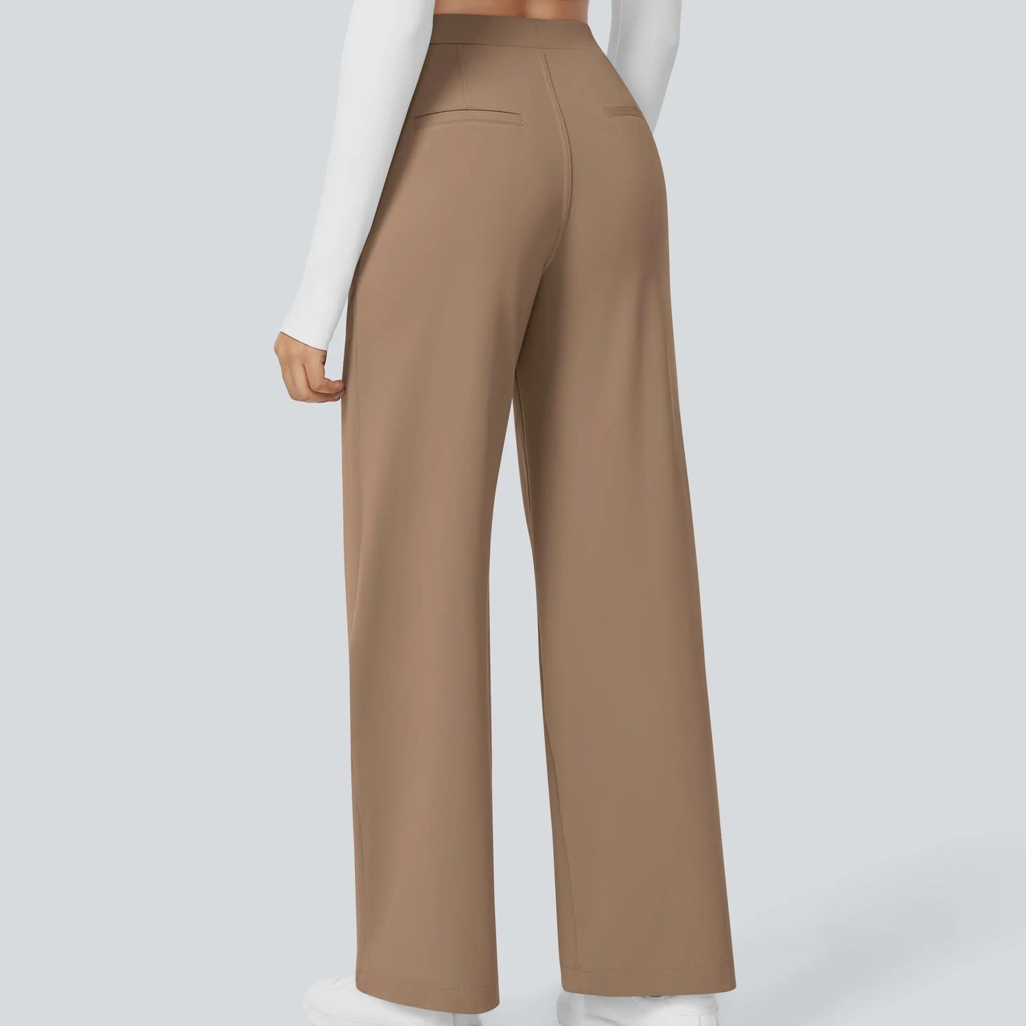 Oakline Flex High Waisted Plicated Side Pocket Straight Leg Work Pants