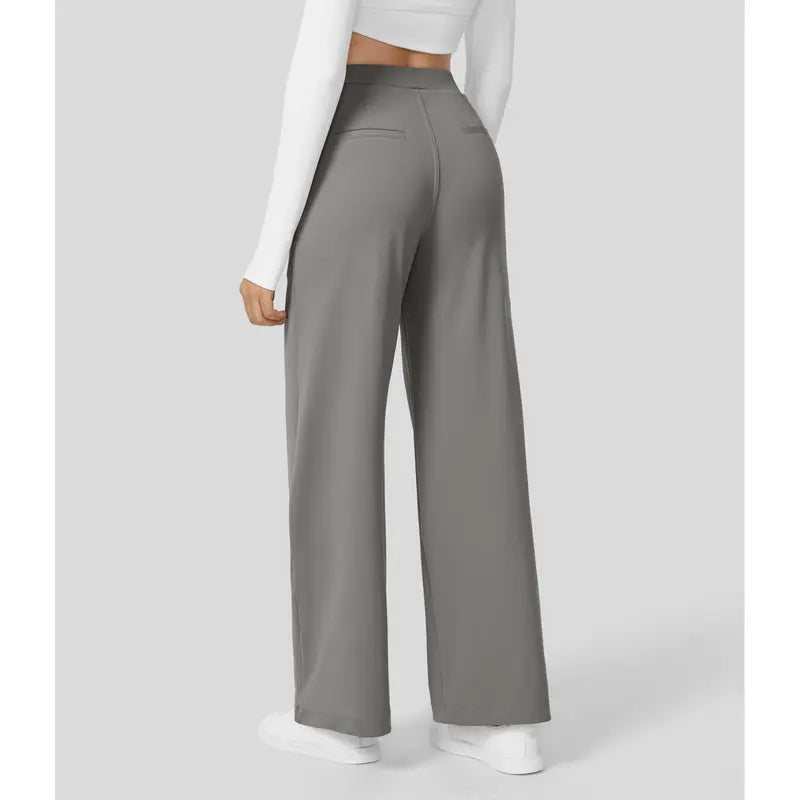 Oakline Flex High Waisted Plicated Side Pocket Straight Leg Work Pants