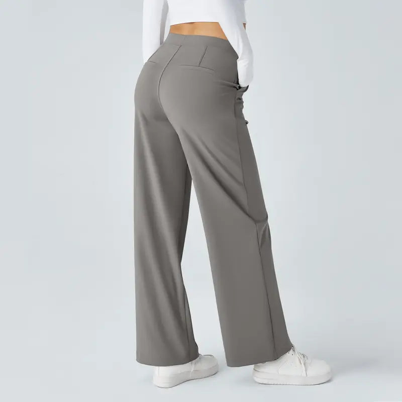 Oakline Flex High Waisted Plicated Side Pocket Straight Leg Work Pants